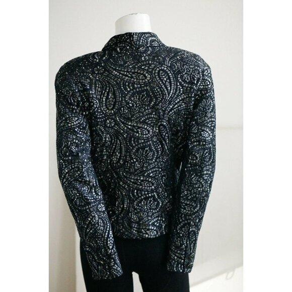 Babu Paris Textured Paisley Print Stained Glass Window Look Cropped Blazer 2 - Picture 5 of 9